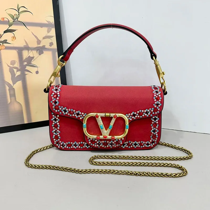 

Винтажная мини-сумка через плечо 2026 года с пайетками и стразами, из натуральной кожи, элегантная вечерняя сумочка на цепочке, подарок для женщин