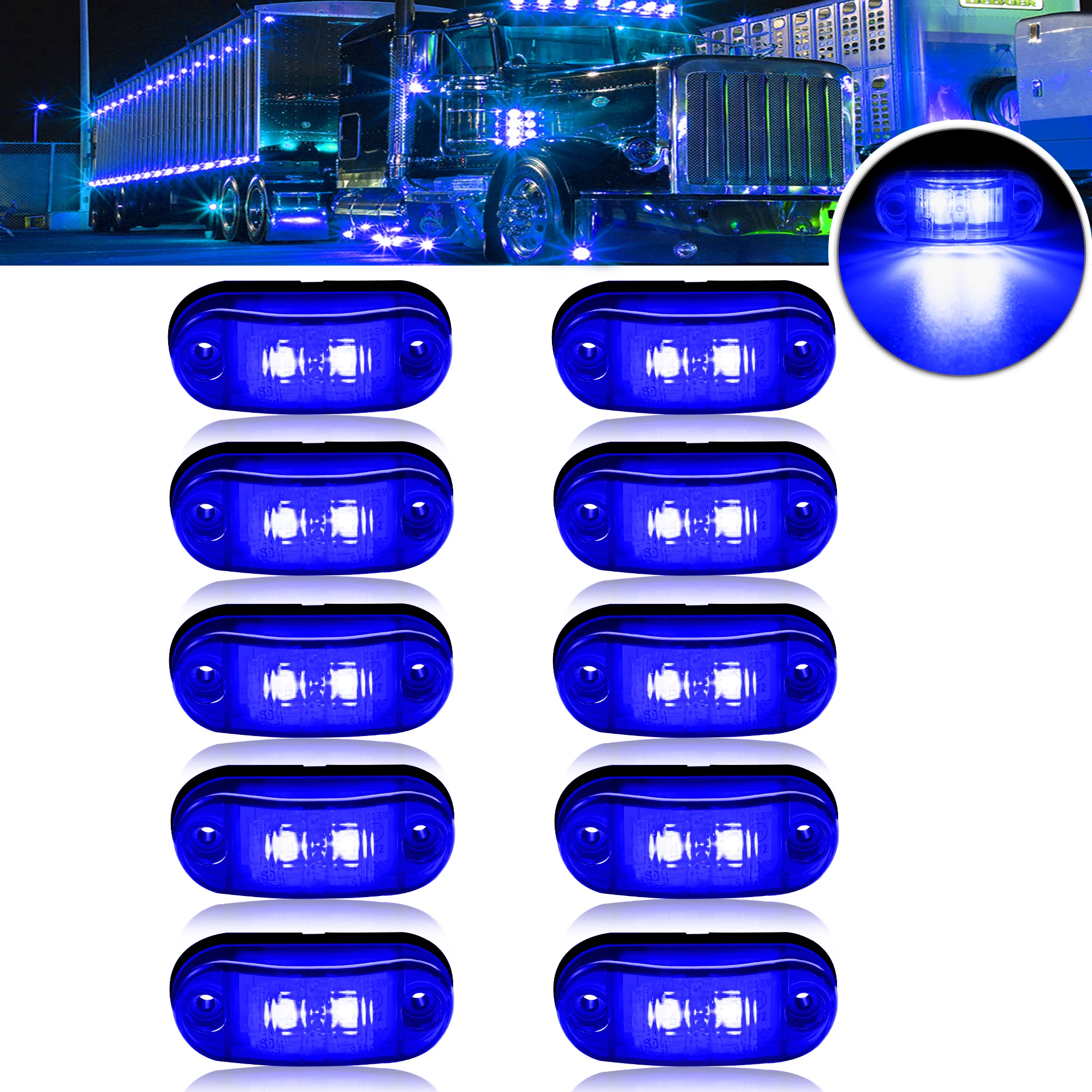 10 Stück 2 Ovale LED Universal-LED-Leuchten Seitenmarkierungsleuchten für Anhänger LKW Wohnwagen Begrenzungsleuchte Aufputzmontage 12V-24V – Detail 15