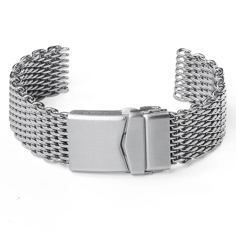 

18 20 22mm Solid Stainless Steel Shark Mesh Watchband for Seiko Adjustable Diving Buckle Watch Strap 4.0 Thicken Luxury Bracelet