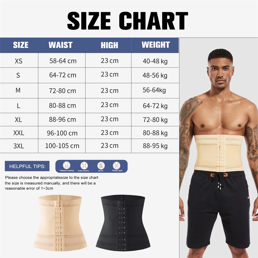 Double Layer Seamless Men's Waist Trainer Corset Men Binders Shapers Tummy Wrap Body Shapewear Man Flat Belly Workout Girdle