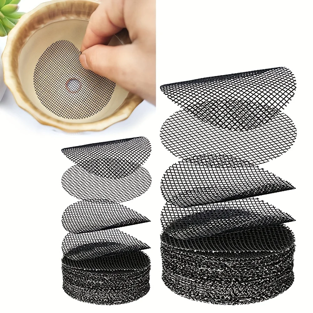 50pcs Round Mesh Drainage Screens for Flower Pots, Prevent Soil Loss, Ideal for Bonsai Gardening, Gasket, Plant Drainage Screens