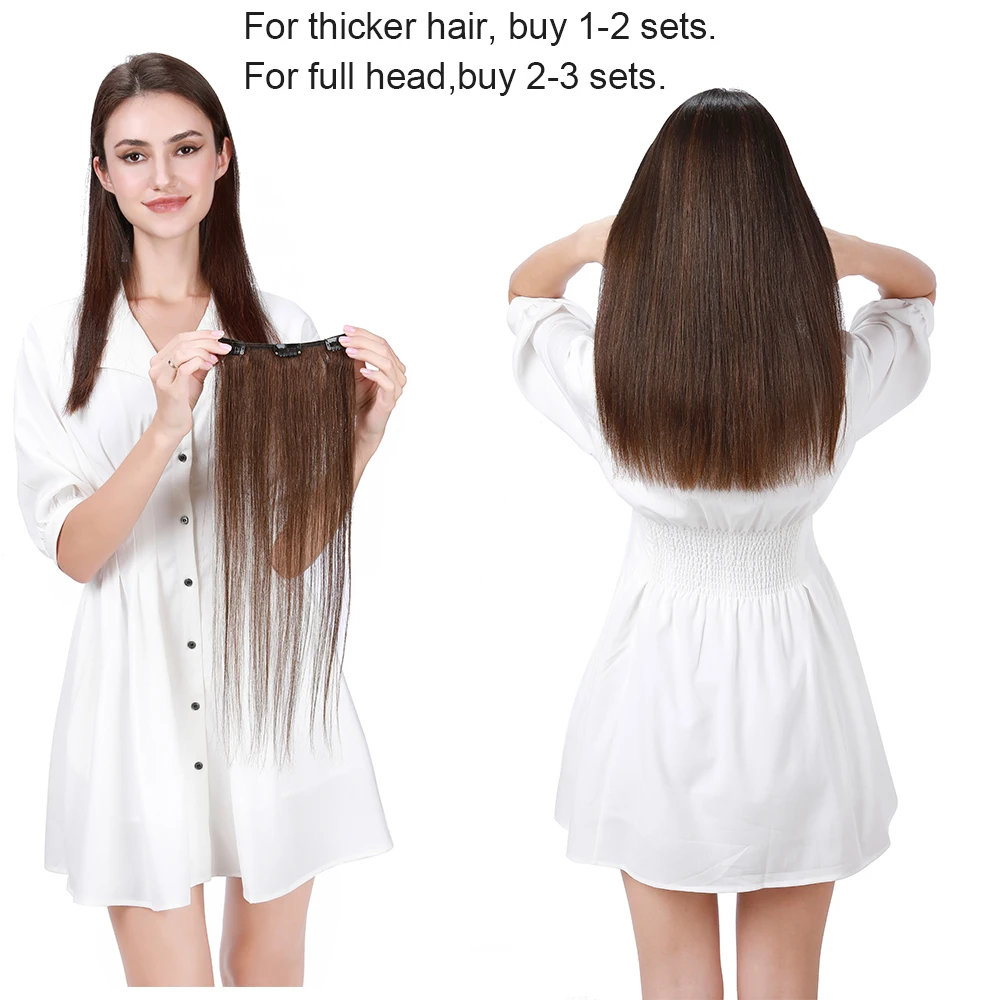 SEGO Straight Clip In Hair Extensions 100% Human Hair Hairpiece 10\