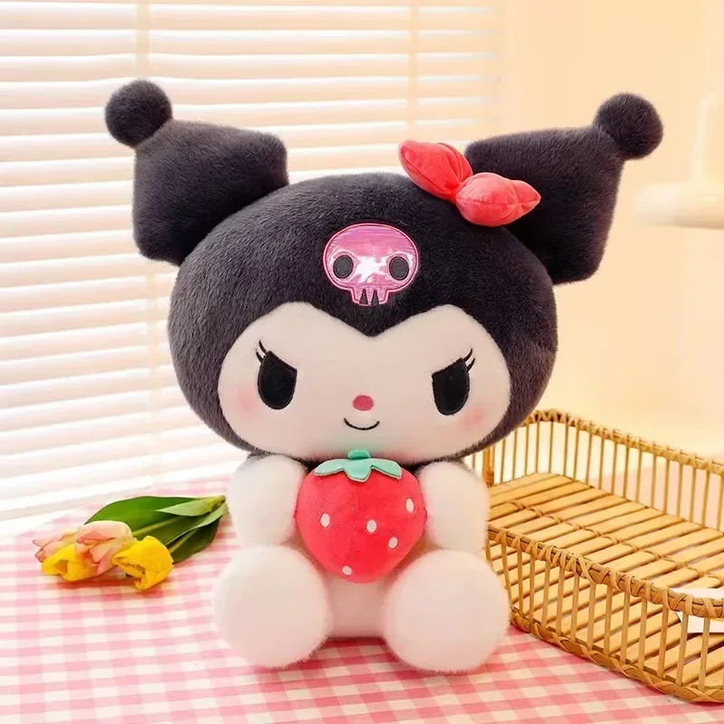 22/35Cm Sanrio Aardbei Kuromi Kussen Pluche Speelgoed Meisjes Zacht Knuffel Dieren Speelgoed Aardbei Melodie Pop Cadeau