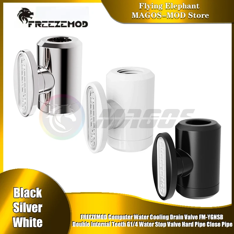 

FREEZEMOD Water Cooling Switch Valve, Hand Twisting Water Turn On & Off Drain Valve Black,Silver,White YGNS