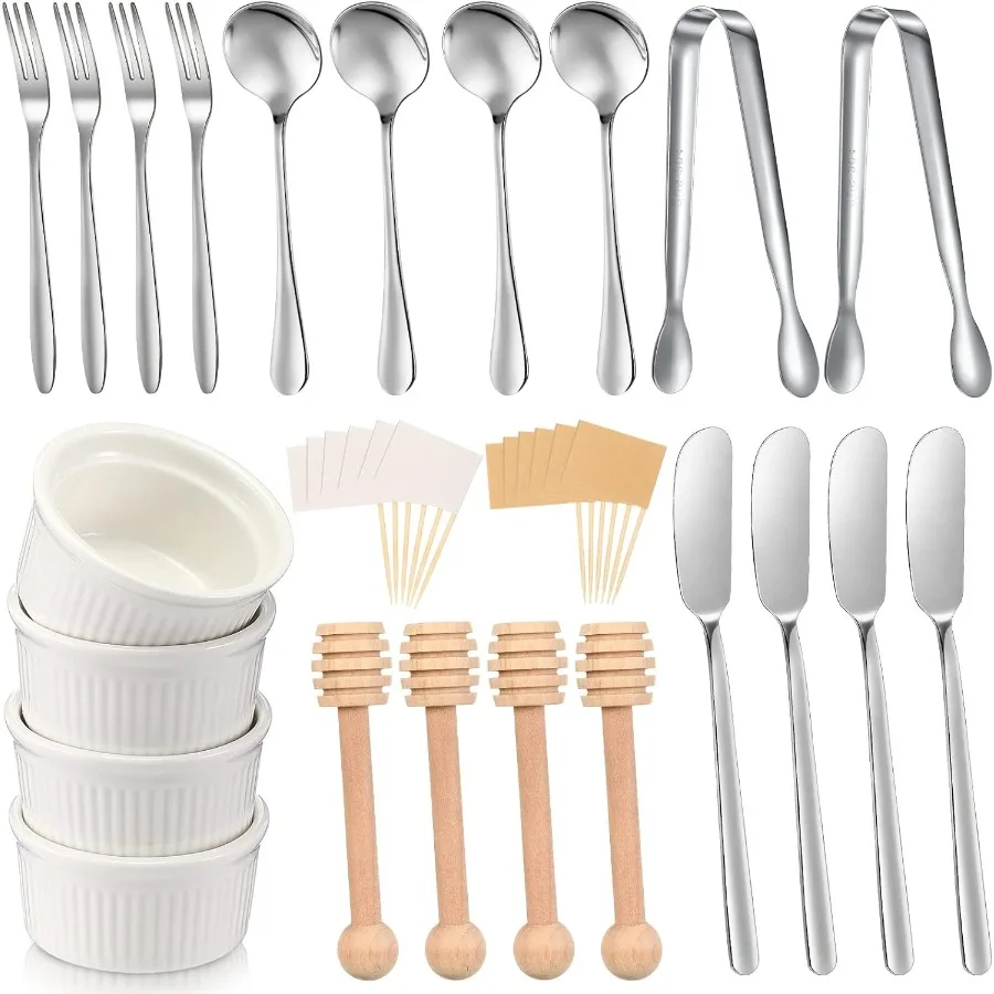 

Charcuterie Board Accessories Utensils Cheese Butter Spreader Knives Set Include Serving Tongs Knives Spoons Forks Toothpick Fl