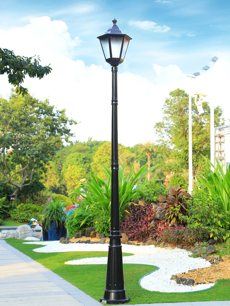 European-style outdoor single-head road lamp, industrial park horse road green villa community landscape waterproof 3-meter high