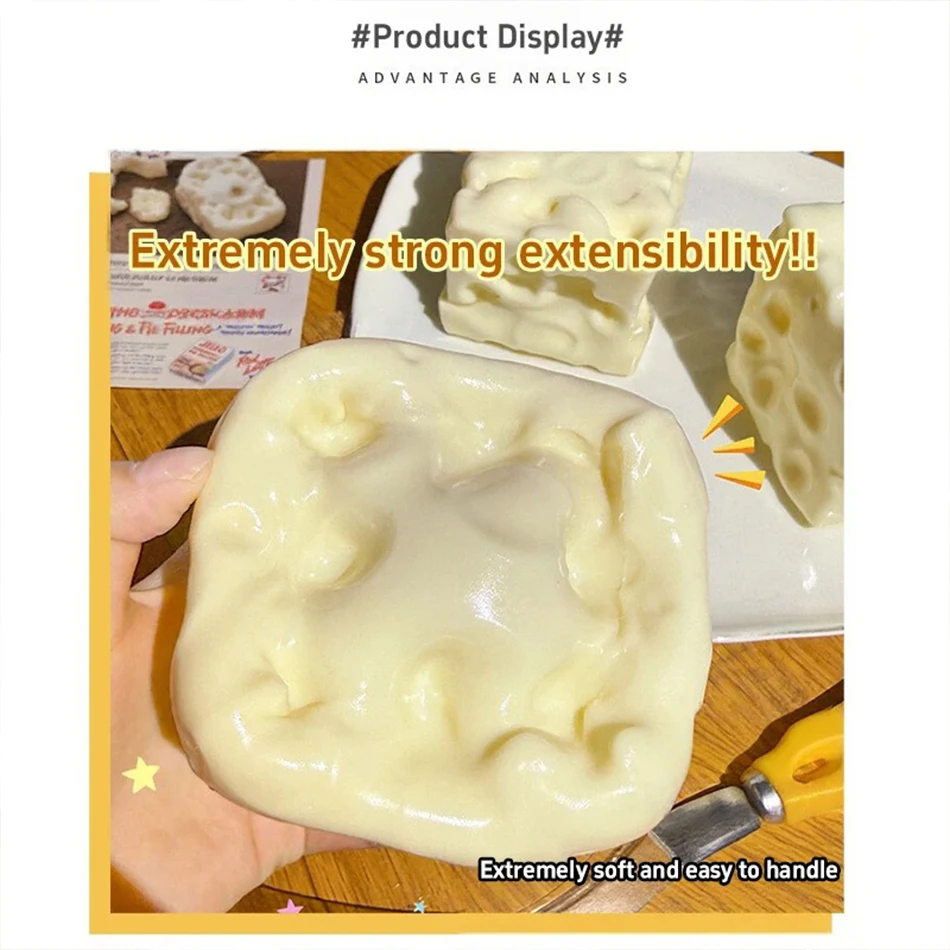 5/6/7CM Jumbo Cheese Cube Stress Ball Shapeable Squeeze Decor Non-Bounce or Bounce ASMR Sensory Anti-Stress Relief Squishy Toy image 4