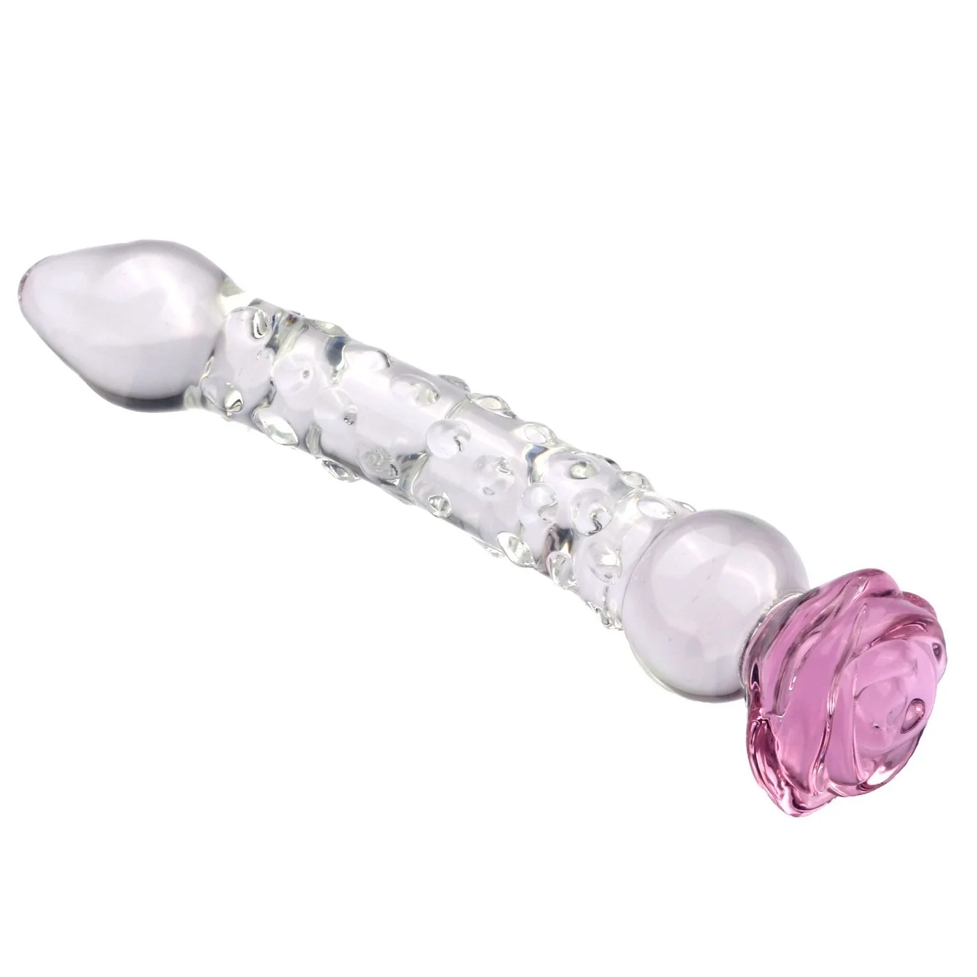 Glass Dildo Sex Toy with Progressive Anal Beads Rose Crystal Stimulator G-Spot Beaded Prostate Massager Sex Toy for Women view 3