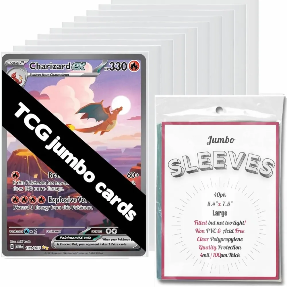 50PCS Jumbo Sleeves 5.4X7.5 Large Size Transparent Holder Protector For PKM TCG Card Oversized Trading Game Sport Cards Toy Gift