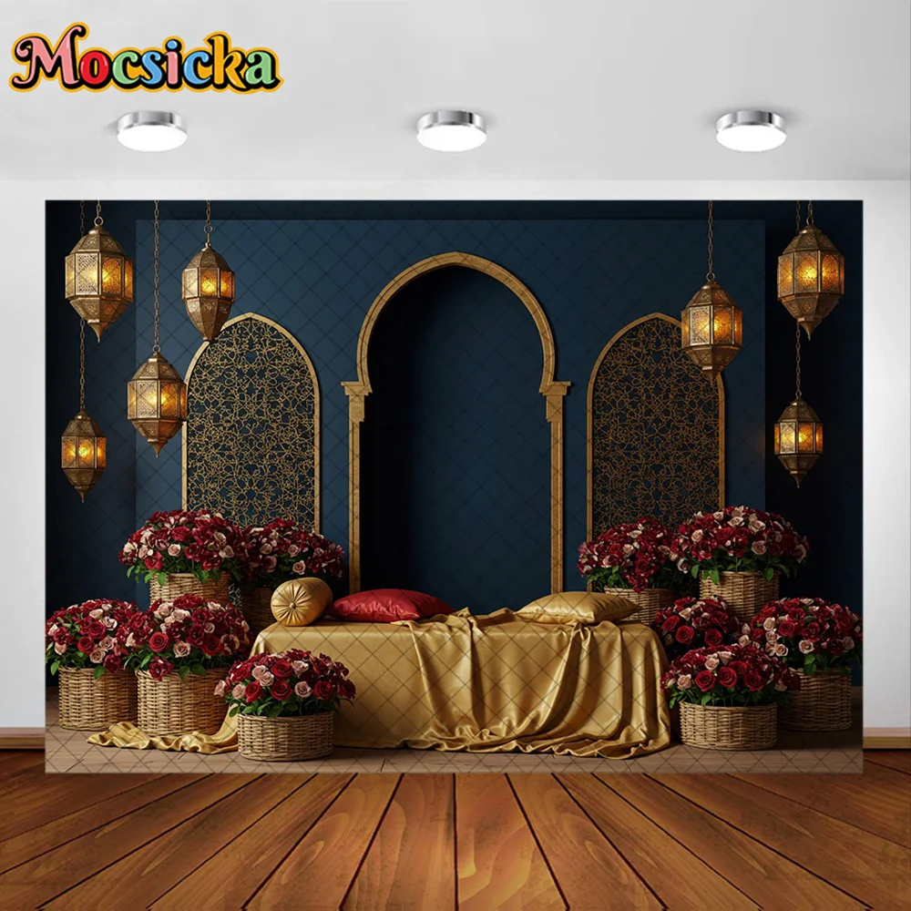 Mocsicka Photography Background  Floral Arch Doors Window Curtains Decoration Backdrop Adult Pregnant Women Portrait Studio Prop