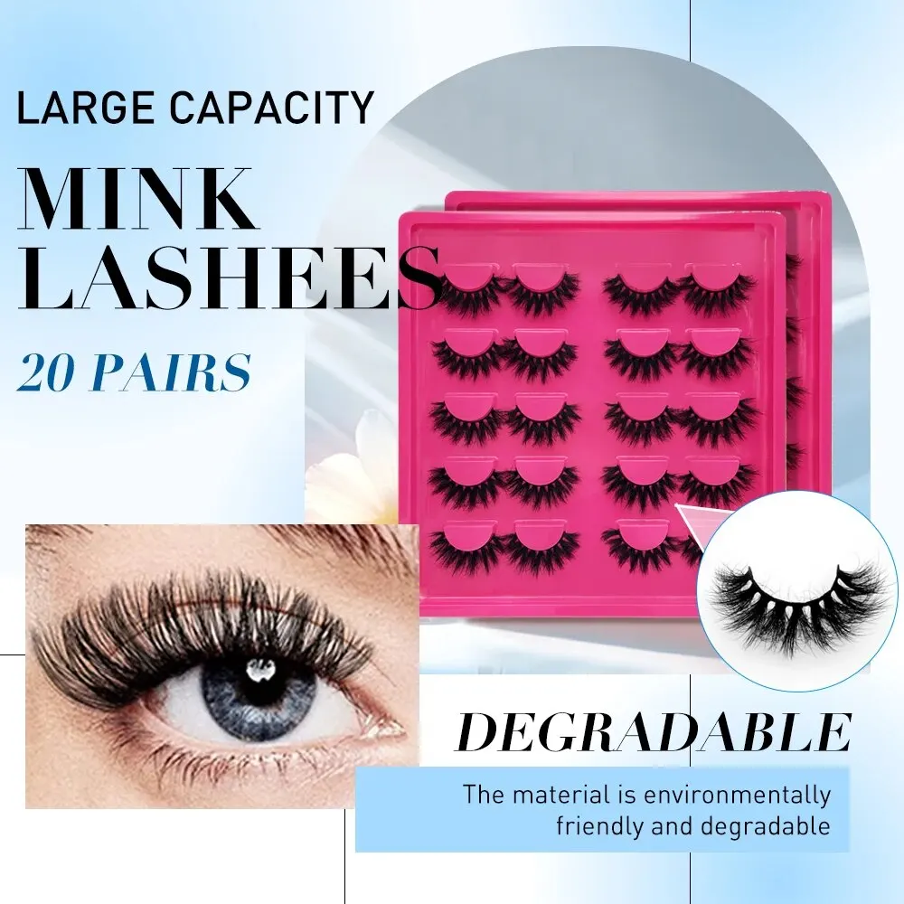 20 Paar russische Streifen Wimpern 3d Nerz Wimpern natürliche Wimpern dramatische falsche Wimpern