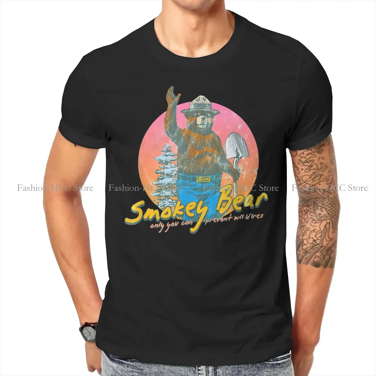 Smokey The Bear Smy Hello Tshirt Harajuku Men Graphic Teenager Tees Tops Loose Cotton O-Neck T Shirt