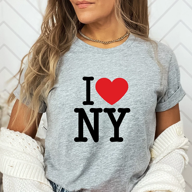 I Love Heart NY Women T Shirt Cotton New York Lover Graphic Tee O Neck T-shirt Aesthetic 90s Grunge Gothic Clothes Female Tops