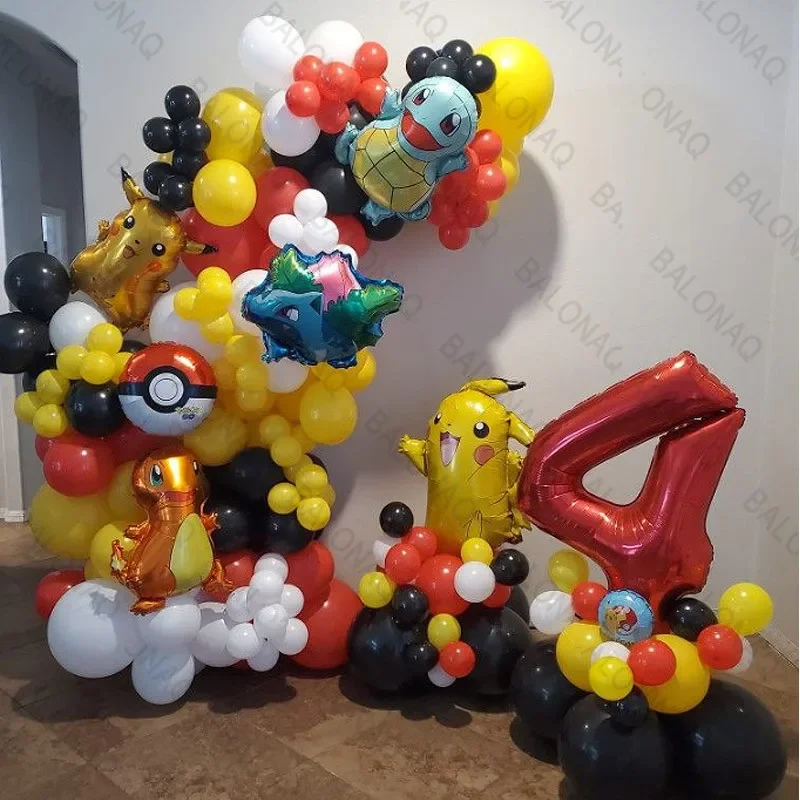 89pcs Pokemon Balloon Pikachu Set Squirtle Bulbasaur Human Figure Aluminum Balloon Decor Supplies Kids Birthday Party Gift Toy