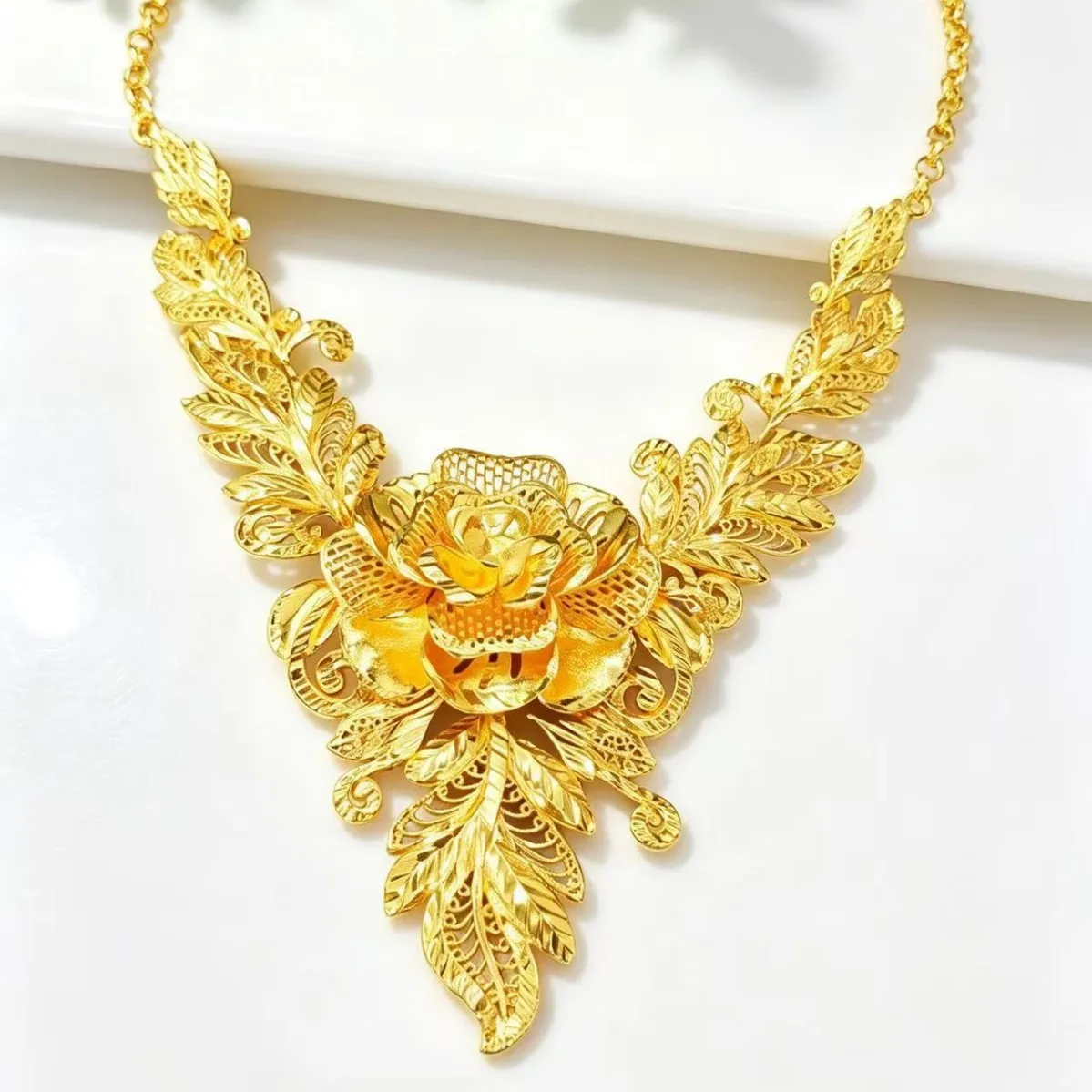 New High end Fashion Dubai 24K Gold Plated Necklace Earrings Romantic Wedding Party Jewelry Set for Lovers 888