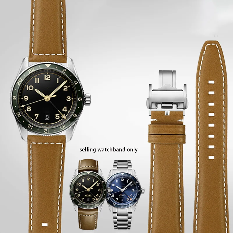 

New Style Watch Strap For Longines Sports series L3.810/L3.820 The pilot watch men's leather watchband 21x18mm 22x18mm