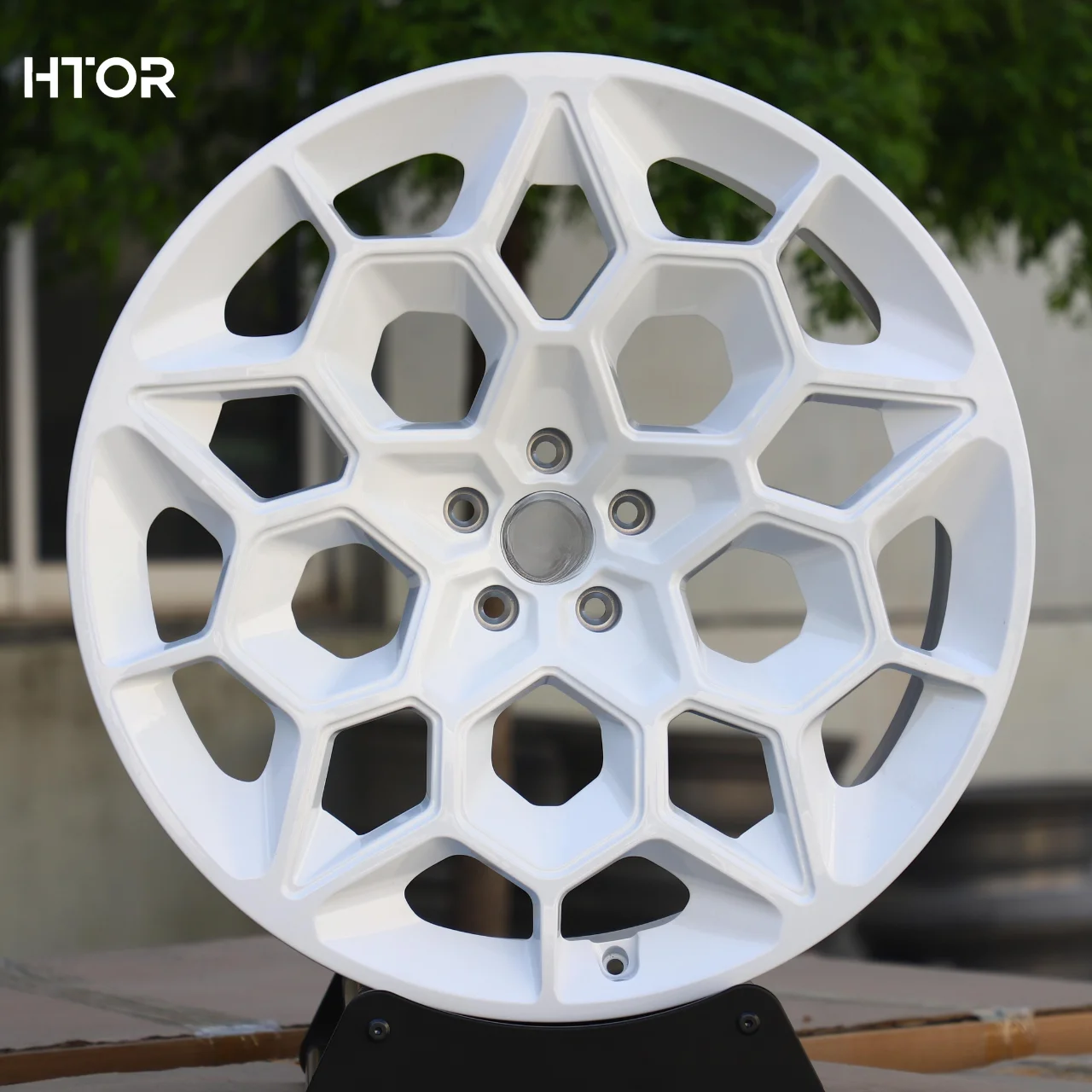 

HTOR Gloss White 16x7J 18x9J 5-Hole 5x100 PCD Flow Forged Geometric Mesh Spoke Wheels SUV Resistant Car Rims