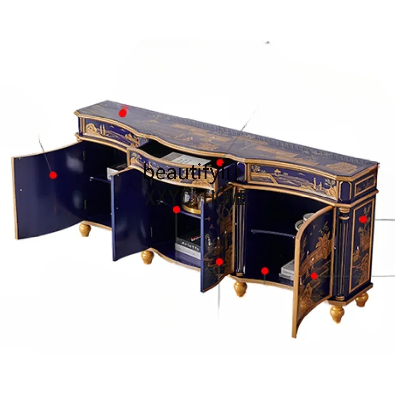 

Chinese Style Villa Home Solid Wood Curio Cabinet Living Room Classical Storage Hallway Dining Side Locker furniture