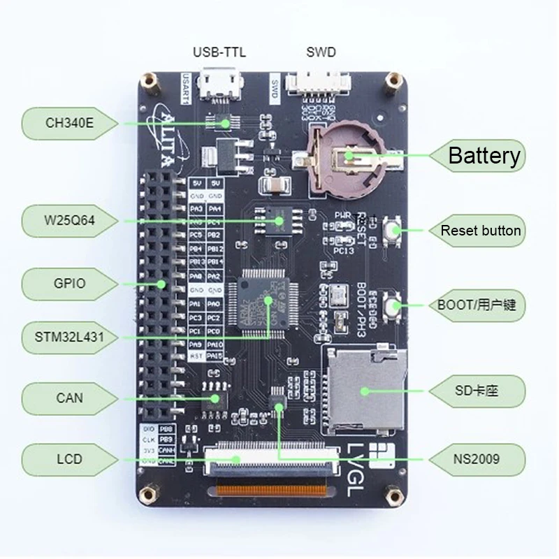 STM32L431RCT6 development board with 2.8-inch IPS touch screen TFT Alita