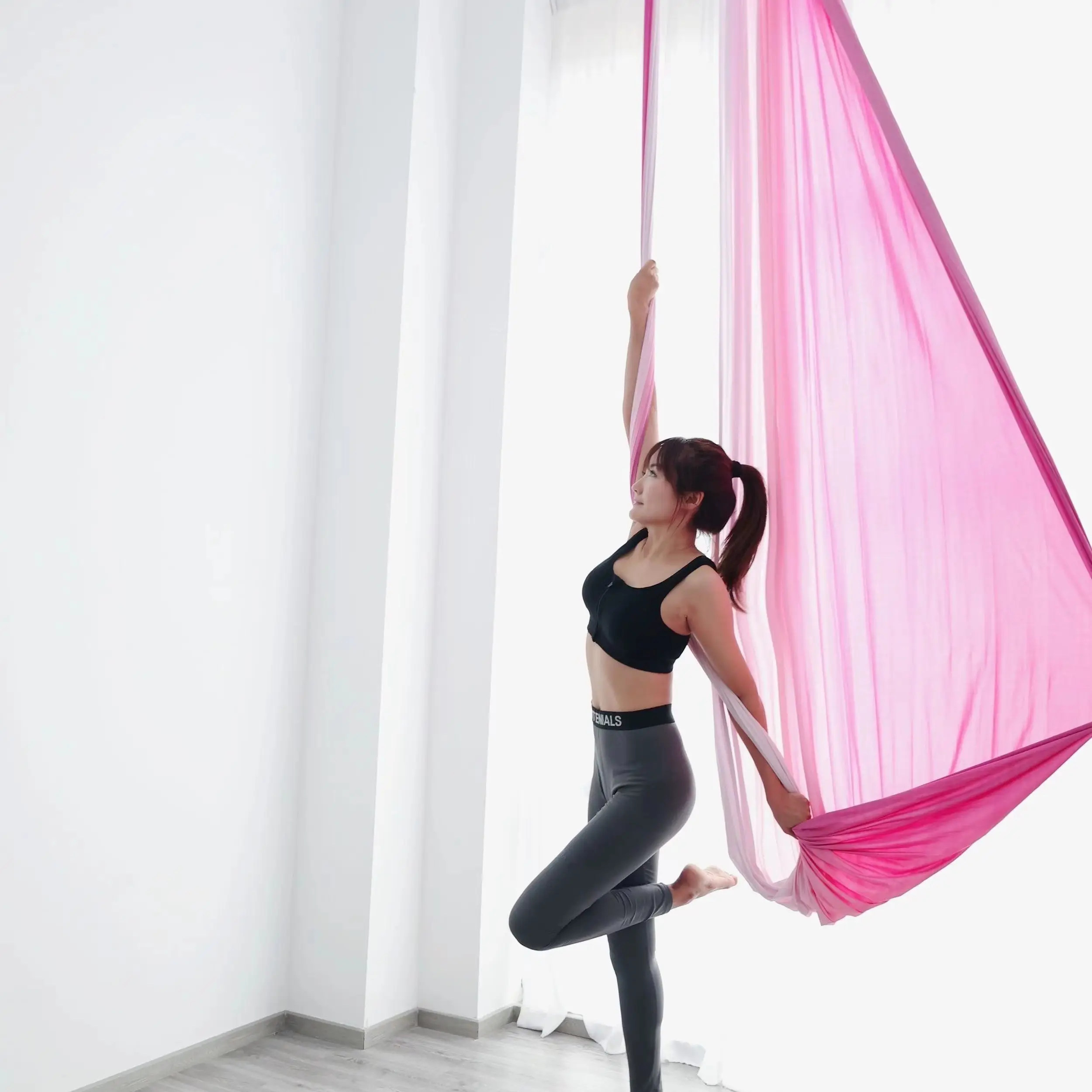 5 Meters Aerial Yoga Fabric Aerial Silk Shinny Gradient Color Yoga Hammock For Circus Arts Aerial Dance