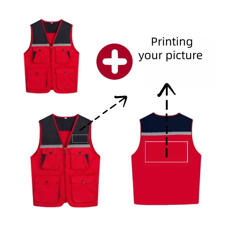 2026 Men's Outdoor Vest Hiking Fishing Hunting Photography Multi-Pockets Multi-Function Maintenance Worker Waistcoat Print Logo