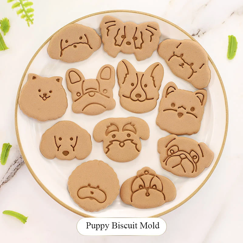 Cute Cartoon Dog Biscuit Mold Teddy Corgi Chewing Bones Home 3d Three-dimensional Pressing Biscuit Cutter Diy Cake Baking Tool