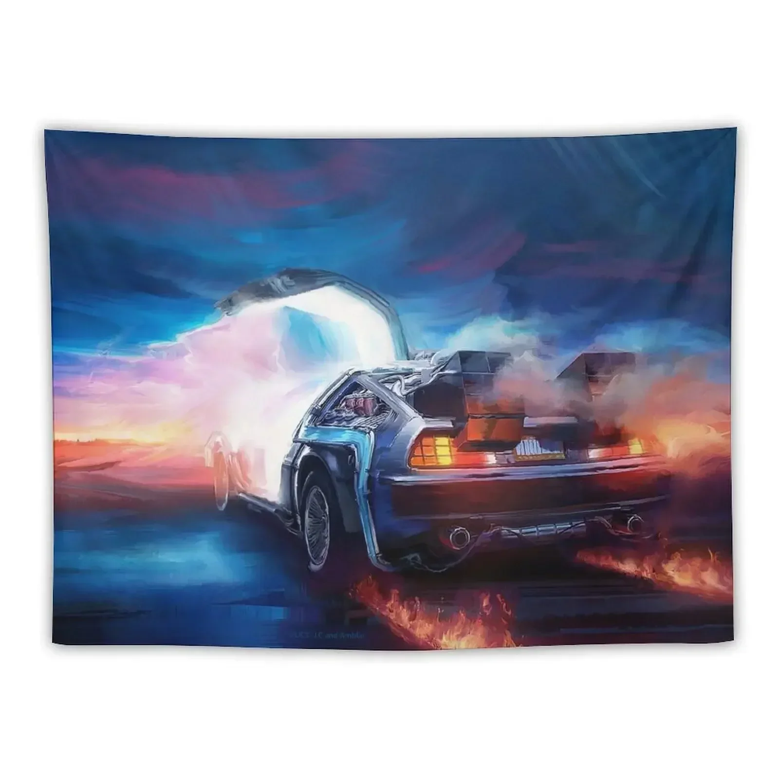 Back to the Future Delorean Time Machine Tapestry Aesthetic Room Decor Home Decorators Decorative Wall Tapestry