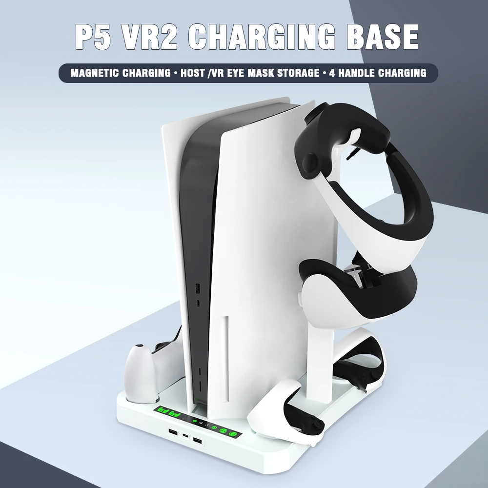 Ps5 Vertical Stand Vr Controller Charging Station 2 Cooling Fan 2 Headset Holder Base for Playstation 5 VR Console Accessories