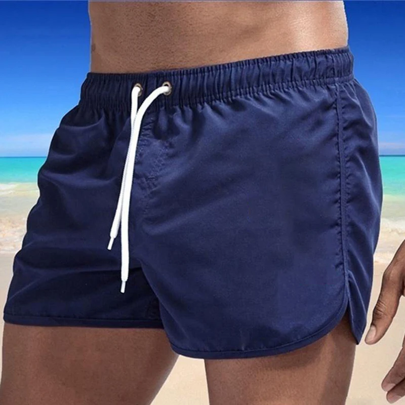 Men\'s Swimming Shorts Quick Dry Elastic Waist Design Surfing Water Sports Beach Swimming Drawstring Shorts Summer