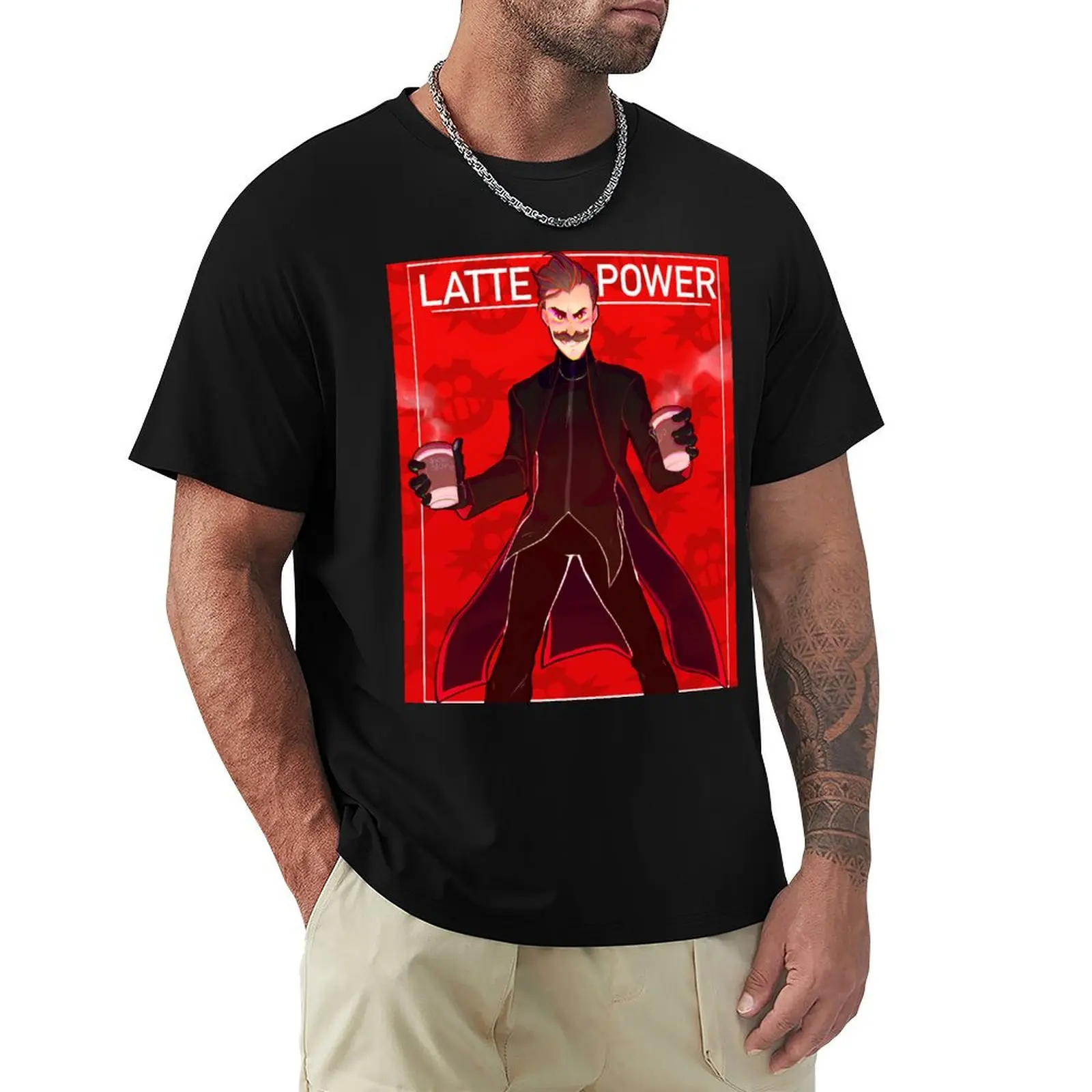 

LATTE POWER - DrRobotnik (SONIC MOVIE) T-Shirt T-shirts man topping gifts for boyfriend t shirt men