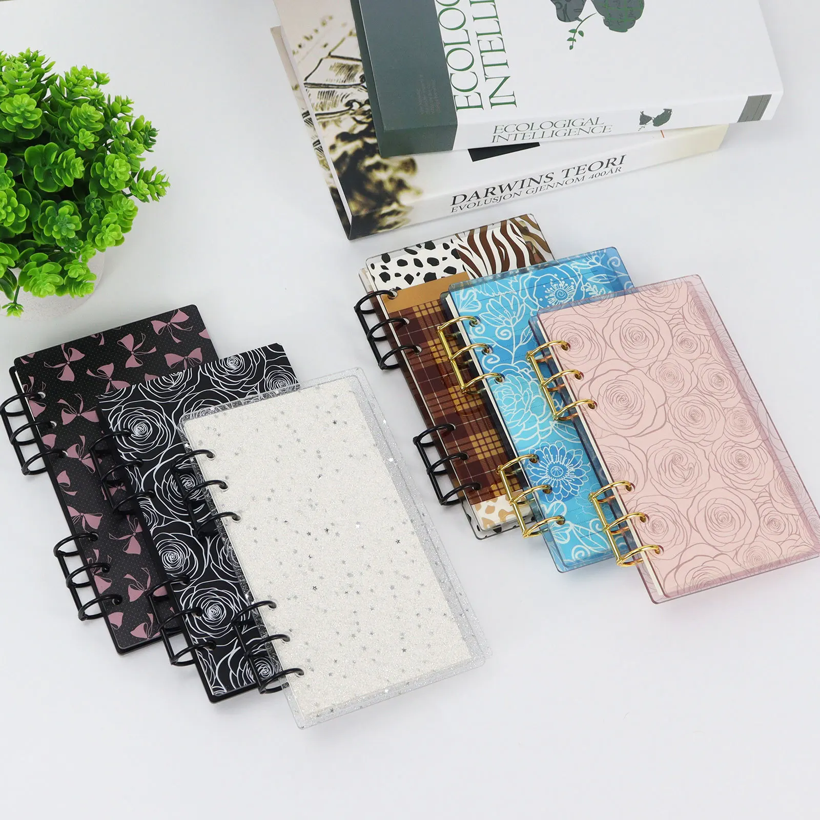 A5 A6 Retro Muster Acryl Lose Blatt Binder Abdeckung DIY Konto Buch Journal Planer Büro Schreibwaren