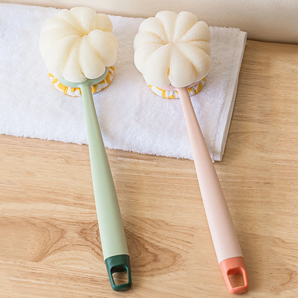 Two Sided Shower Body Brush Silicone Long Handle Bathroom Wash Brush Bathing Massage Back Body Exfoliating Brushes Bath Supplies