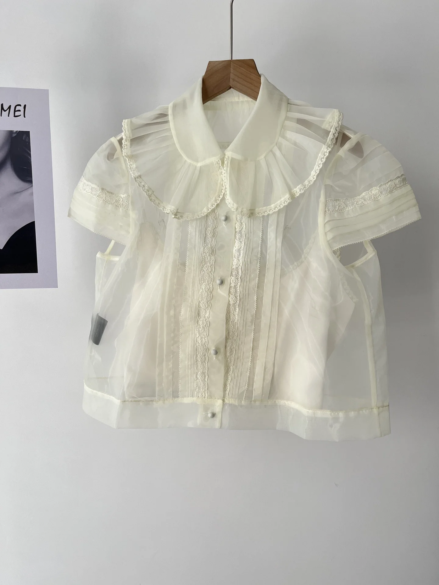 

Suit Autumn Fashion Temperament Versatile Sweet Doll Collar Organza Shirt Women's Skirt