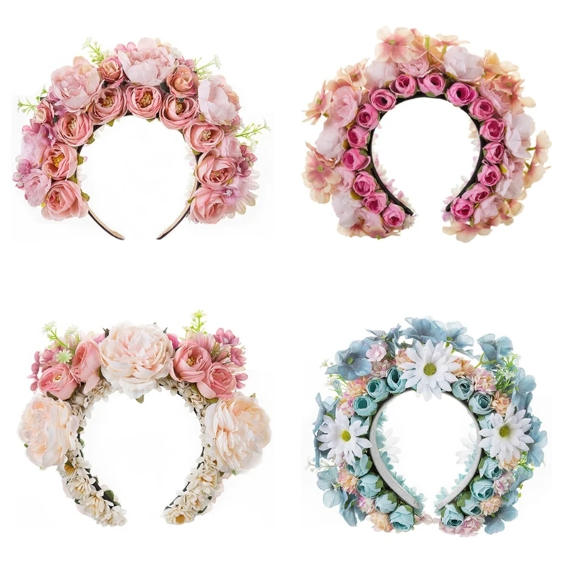 Versatile Ethnic Floral Hair Hoop Headwear Quality Craftsmanship Hair Decoration for Traditional Cultural Enthusiasts