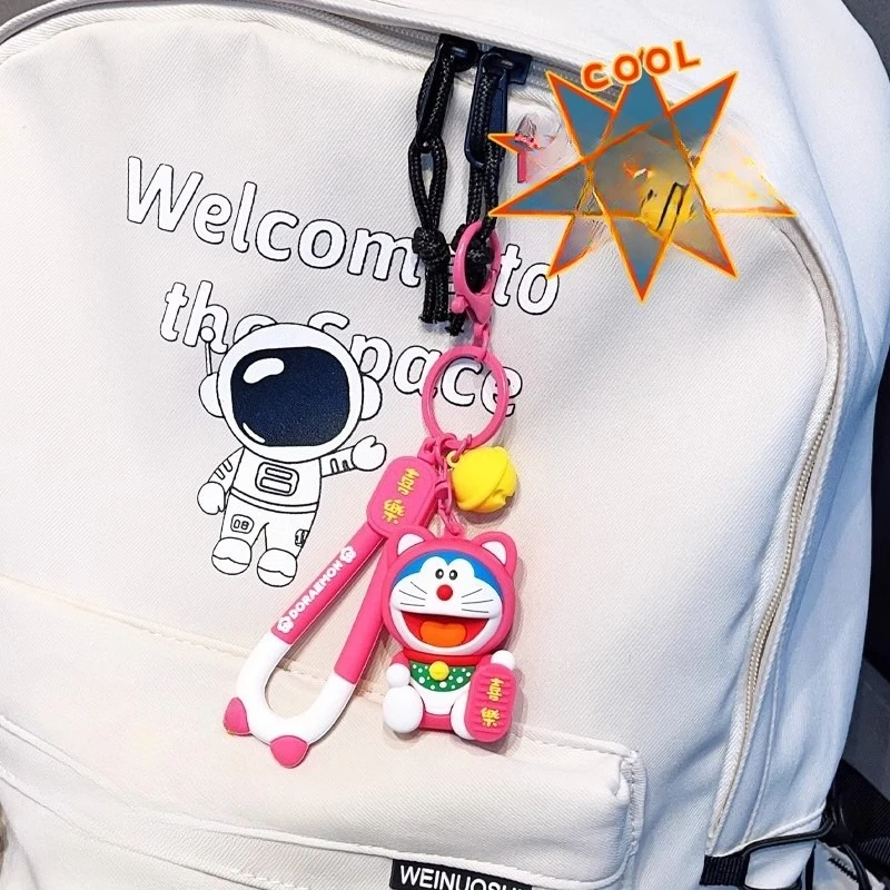 سلسلة مفاتيح أصلية من سلسلة Doraemon Lucky Cat، قلادة قطة جلجل ملونة، قلادة حقيبة دمية لطيفة #3