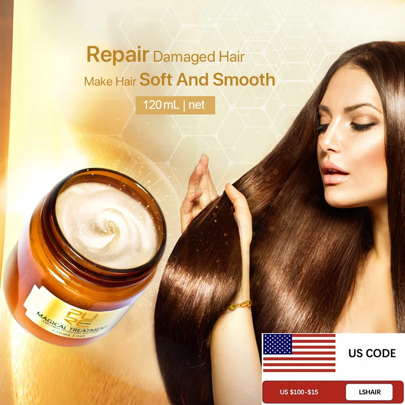 2PCS/Lot PURC Magical Treatment Hair Mask Keratin Straighten Nourish Restore Soft 5 Seconds Repairs Damaged Hair for Women