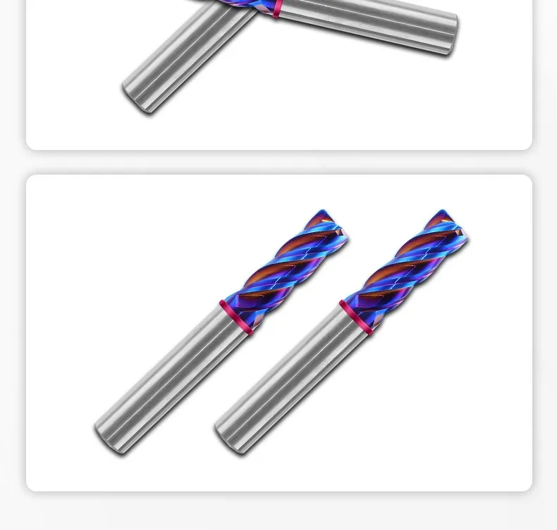 AZZKOR 4F Schaftfräser mit Farbring, blauer Nano-Beschichtung, Hartmetall-Wolframstahl, Flachboden-Fräser für CNC-Maschinen, TGP-HRC70 – Detail 18