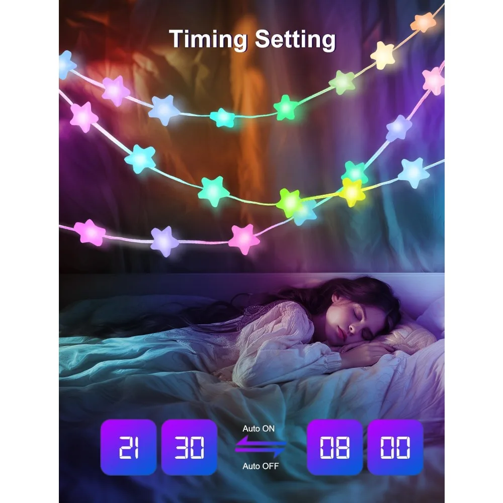 Smart Star Fairy Lights 33Ft 66LED, App & Remote Control, Music Sync, 16M Colors, Waterproof for Bedroom, Party, Christmas view 6