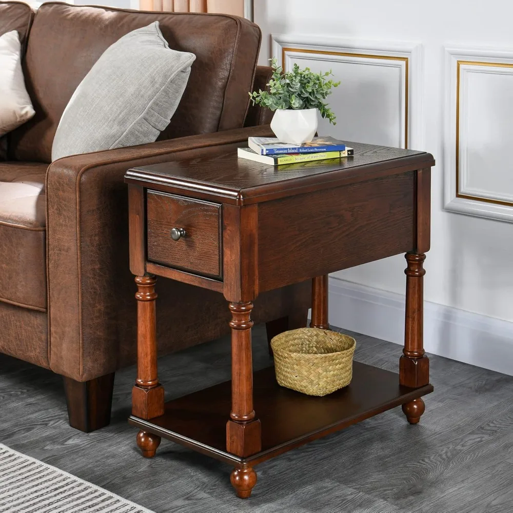 

End Tables able is very durable with its poplar solid wood frame.The max capacity is 250 Lbs 13"D x 22"W x 22.7"H End Tables