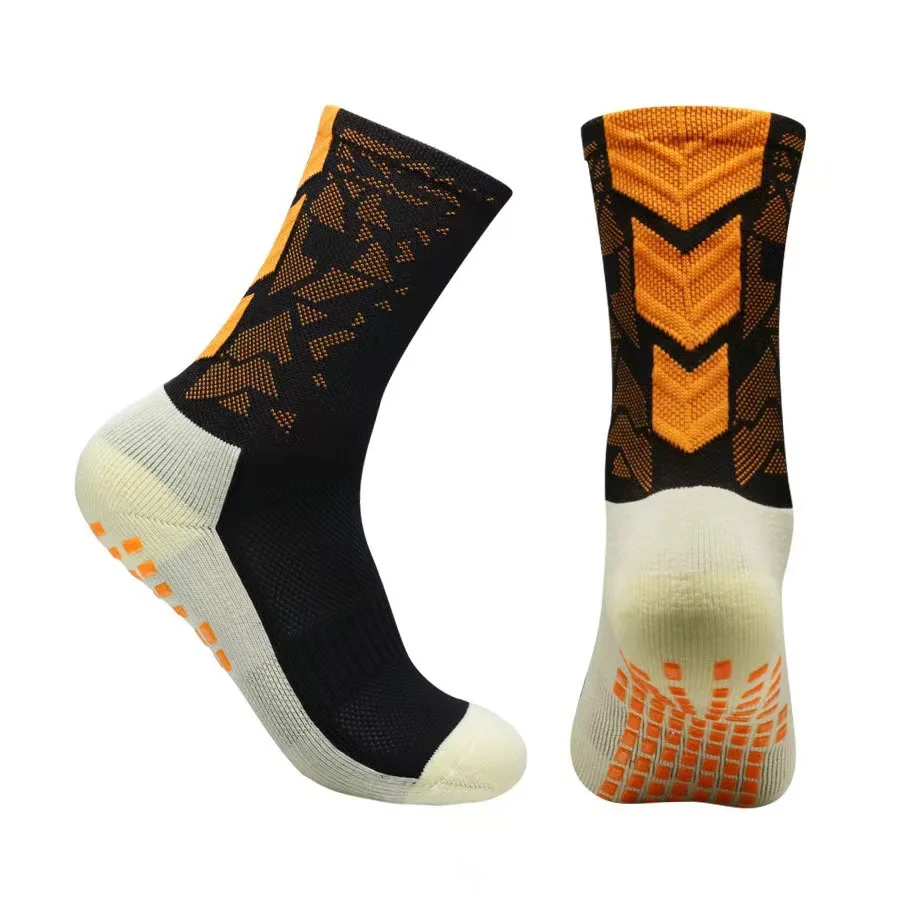 1 Pair Men\'s Camouflage Arrowhead Soccer Socks Towel Non-Slip Socks Square Friction Film Professional Match Training Socks