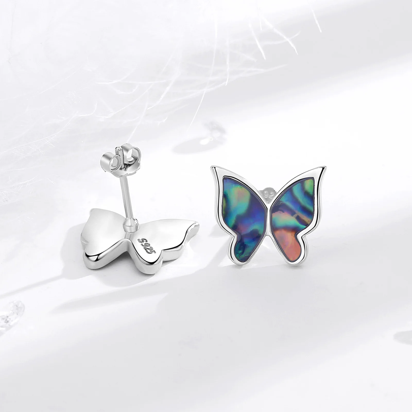 Imagem -05 - Sterling Silver Butterfly Jewelry Conjunto para Mulheres Colar Colorido e Brincos Natural Abalone Shell Presente Eudora-925