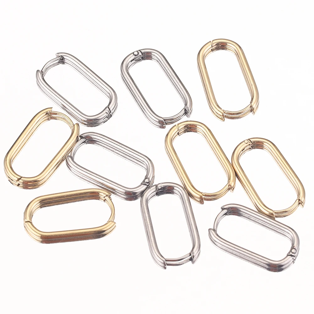 6pcs 13*23mm Oval Stainless Steel Earrings Ear Hooks Gold-Plate Jewelry Findings Hoops for Women Retro Earring Fashion Wholesale