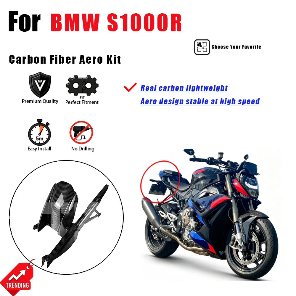 For BMW S1000R Carbon Fiber Fairing Fender Side Panel Winglet Tank Cover Belly Pan Windshield Carenado Alerones para moto