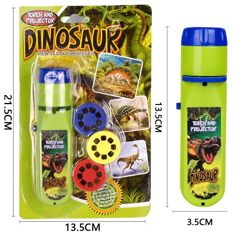 Kid\'s Dinosaur Projector 24 Patterns Mini Luminous Projection Lamp Kid Explore New World Luminous Projection Flashlight Toys