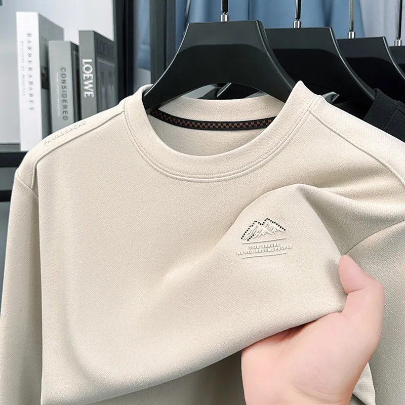 

Мужская толстовка с длинным рукавом и круглым вырезом, весна-осень, новая модная повседневная свободная верхняя одежда из вельветовой ткани, удобная для мужчин среднего возраста