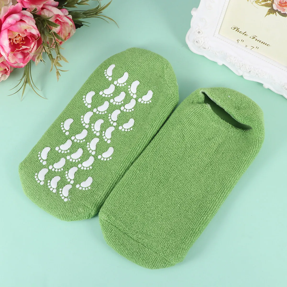 1Pair Non-Slip Yoga Socks Silicone Grip Socks for Ballet Dance Fitness Sports Green Breathable Comfortable Durable
