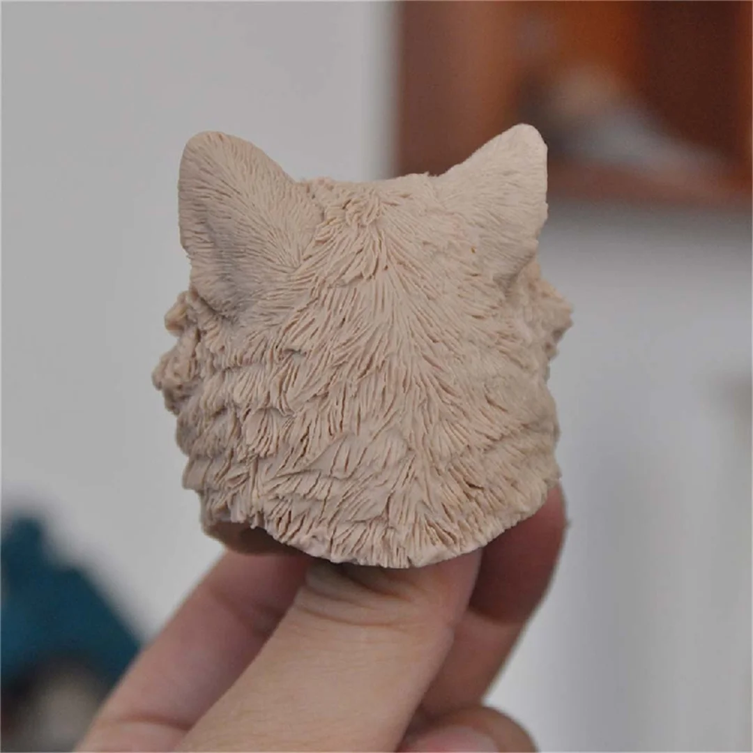 القط دمية غير مصبوغ ذكر رئيس نحت ستار الحيوانات الأليفة الجندي نماذج للحيوانات 1/6 مقياس عمل الشكل الجسم اللعب #4