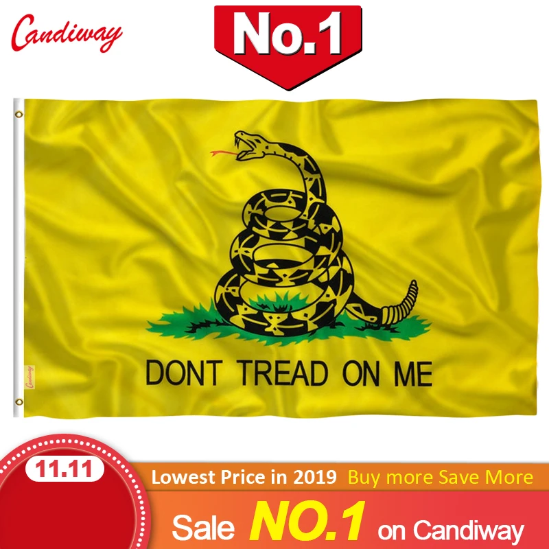 ZK20 90 x 150cm Durable polyester printing Gadsden flag snake 