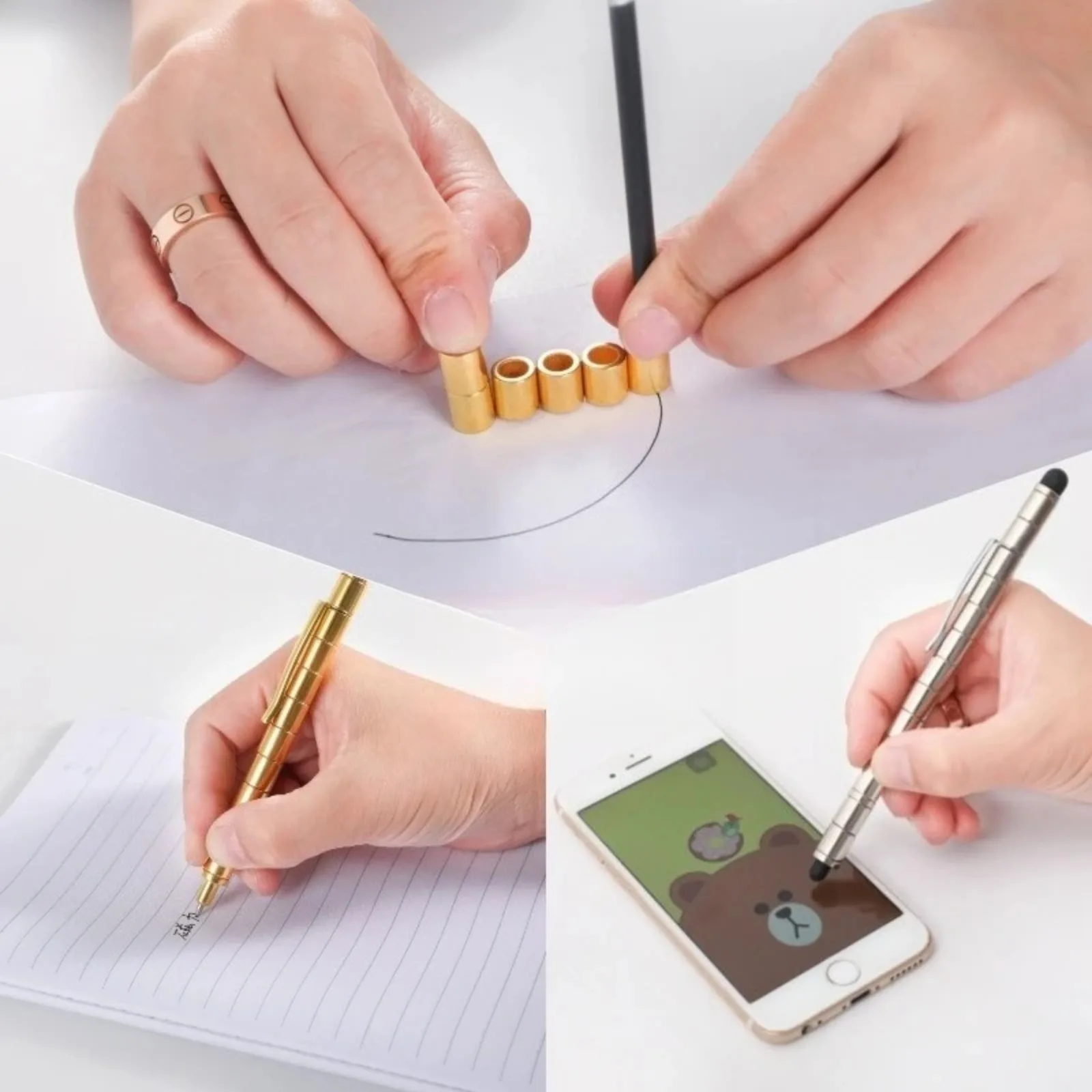 Multifunctional Magnetic Pen Deformable Writing Pen Creative Magnet Capacitive Pen Stress Relief Stationery Set Hobby DIY Toys
