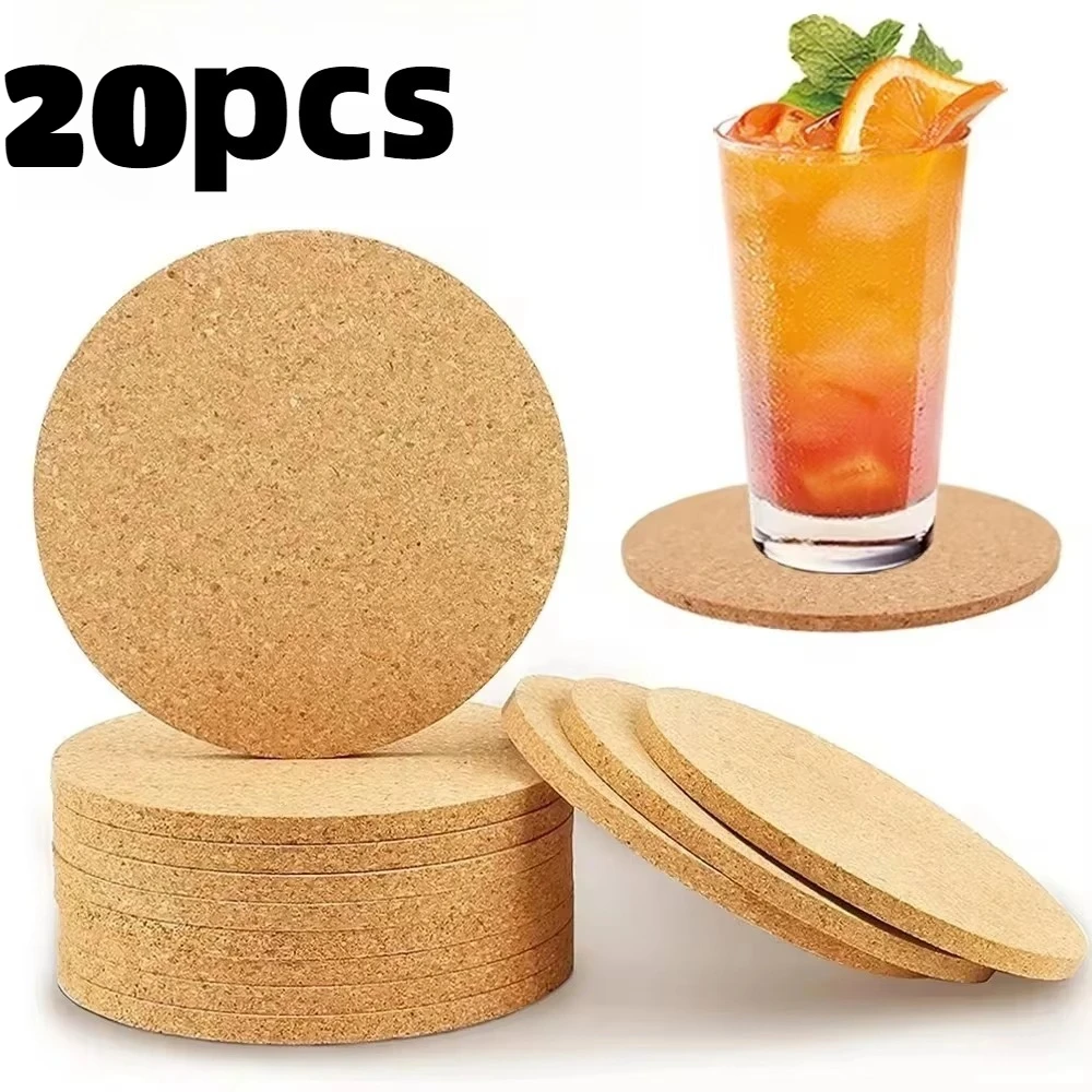 20 Stück Korkuntersetzer, selbstklebende Korkuntersetzer, natürliche runde Holzuntersetzer für Kaffeetassen, Getränkehalter, Tischdekoration, Platzdeckchen